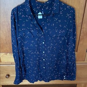 GAP Women's Dark Blue Shirt with Colorful Dots